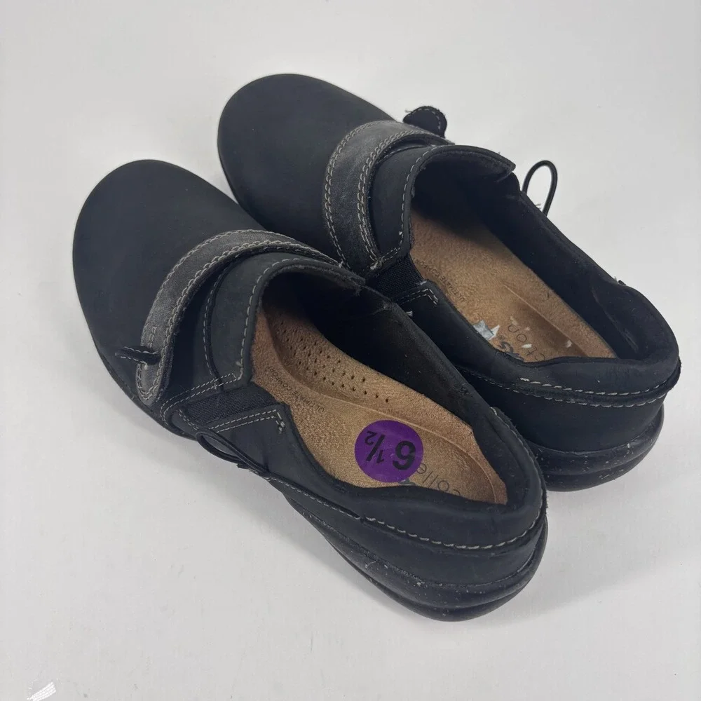 Clarks Roseville Dot Loafers Women's‎ US 5.5 Black Leather Comfort Slip-On Shoes